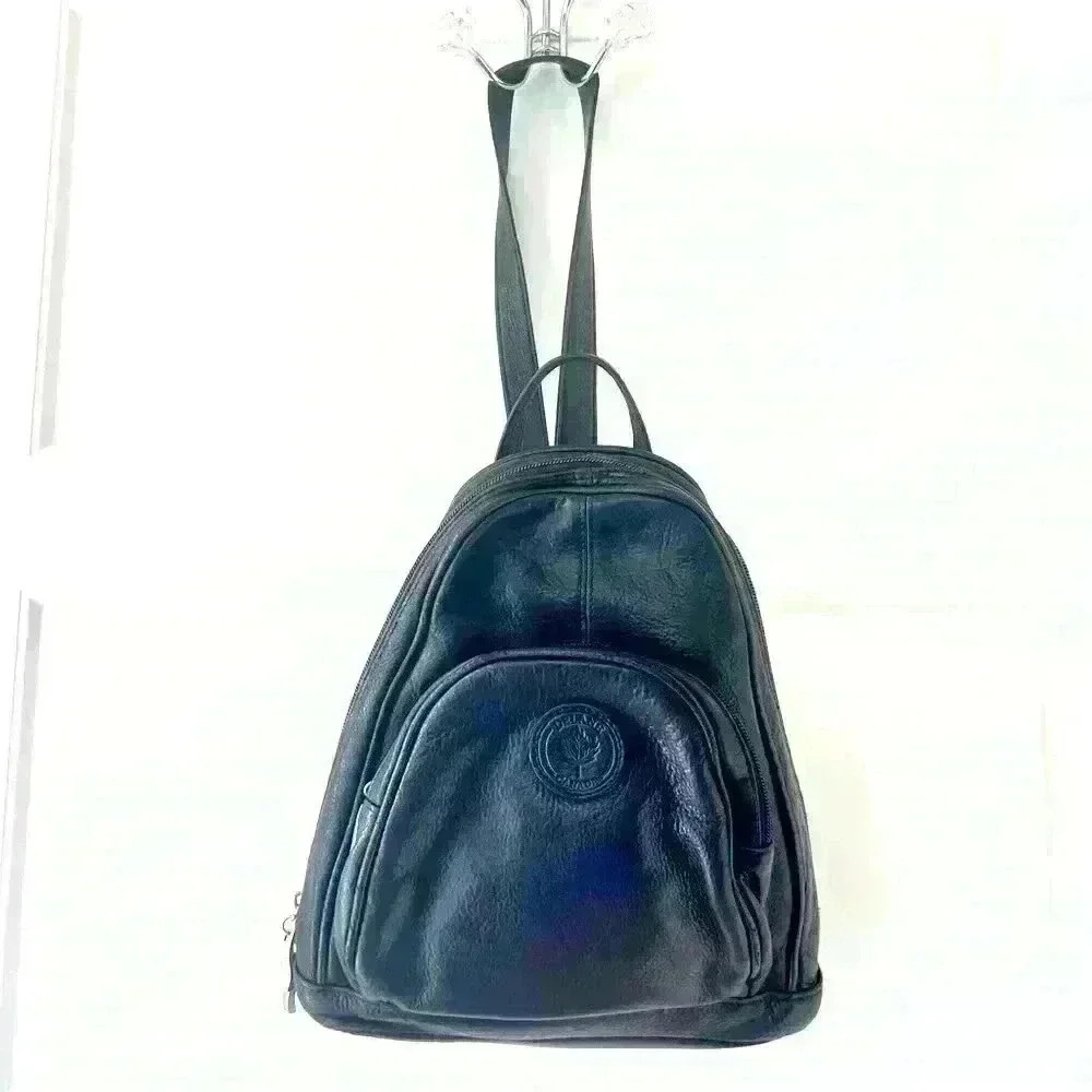 DELANE BLACK LEATHER SHOULDER BAG BACKPACK MADE IN CANADA